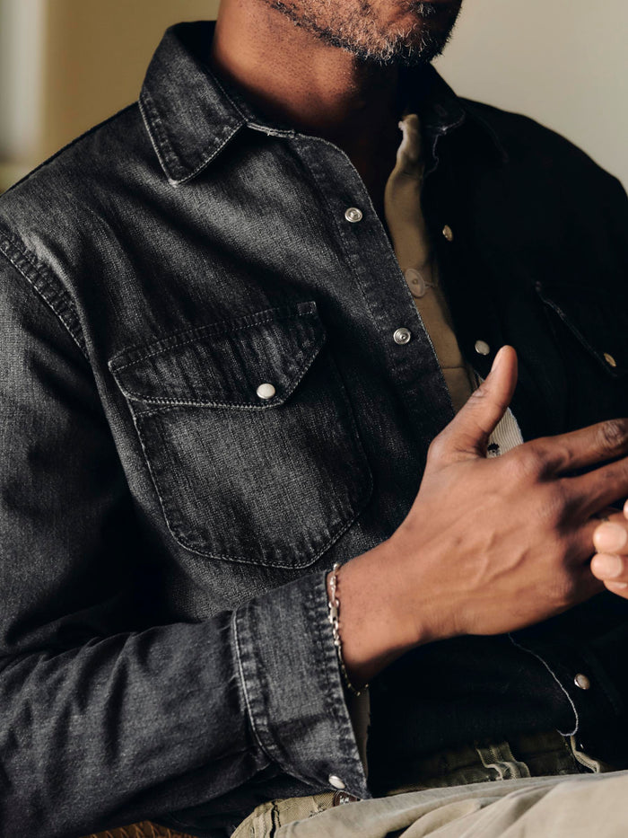 Black hayes washed black pearl snap