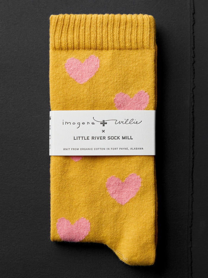 Black heart sock in gold