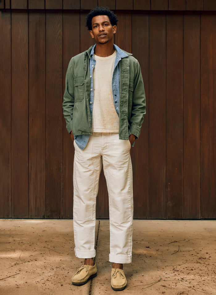Dark Slate Gray hencye canvas workpant in natural