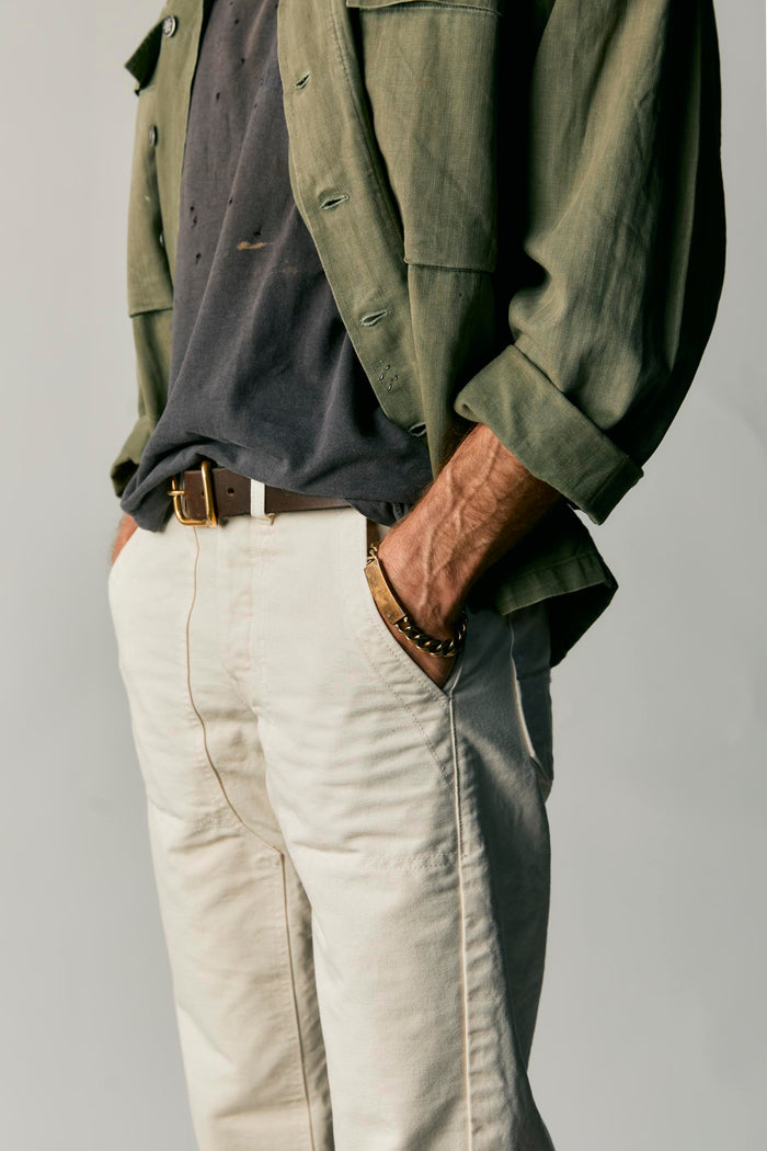Dark Gray hencye canvas workpant in natural