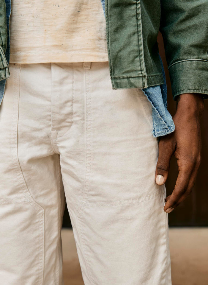 Light Gray hencye canvas workpant in natural