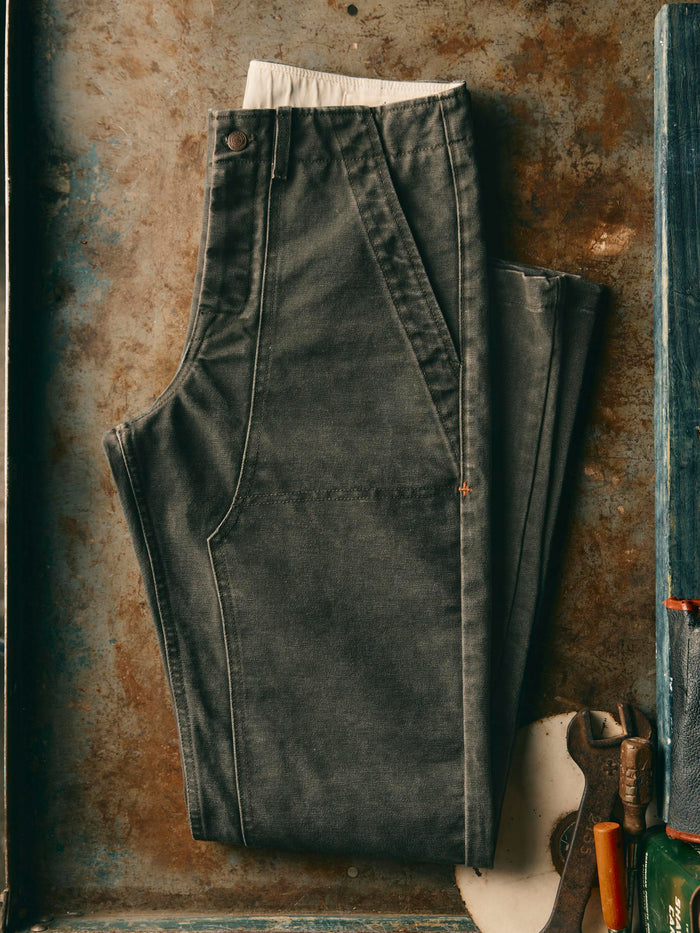 Dark Slate Gray hencye canvas workpant in washed slate