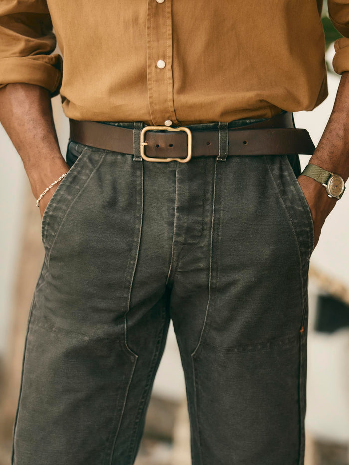 Dark Slate Gray hencye canvas workpant in washed slate