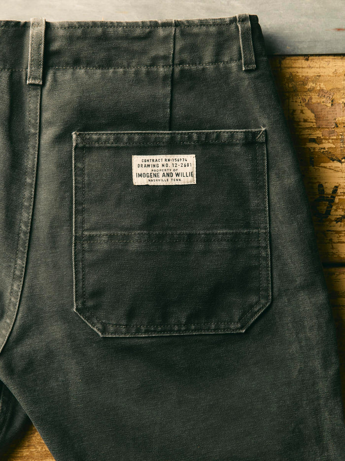 Dark Slate Gray hencye canvas workpant in washed slate