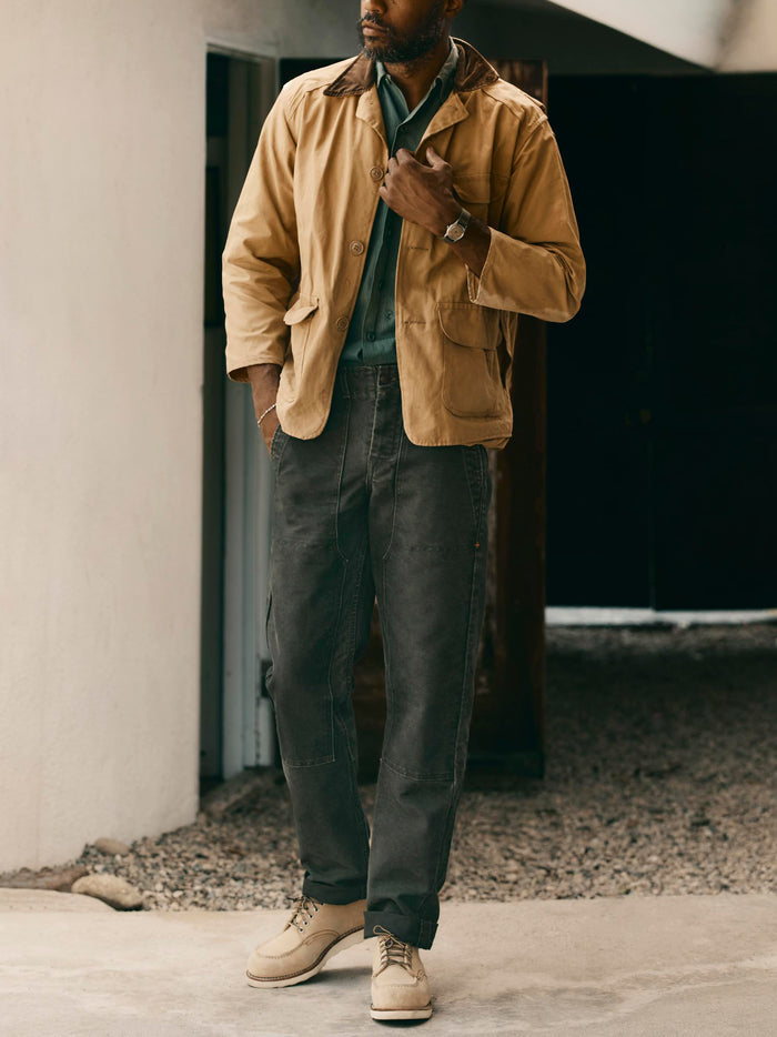 Gray hencye canvas workpant in washed slate
