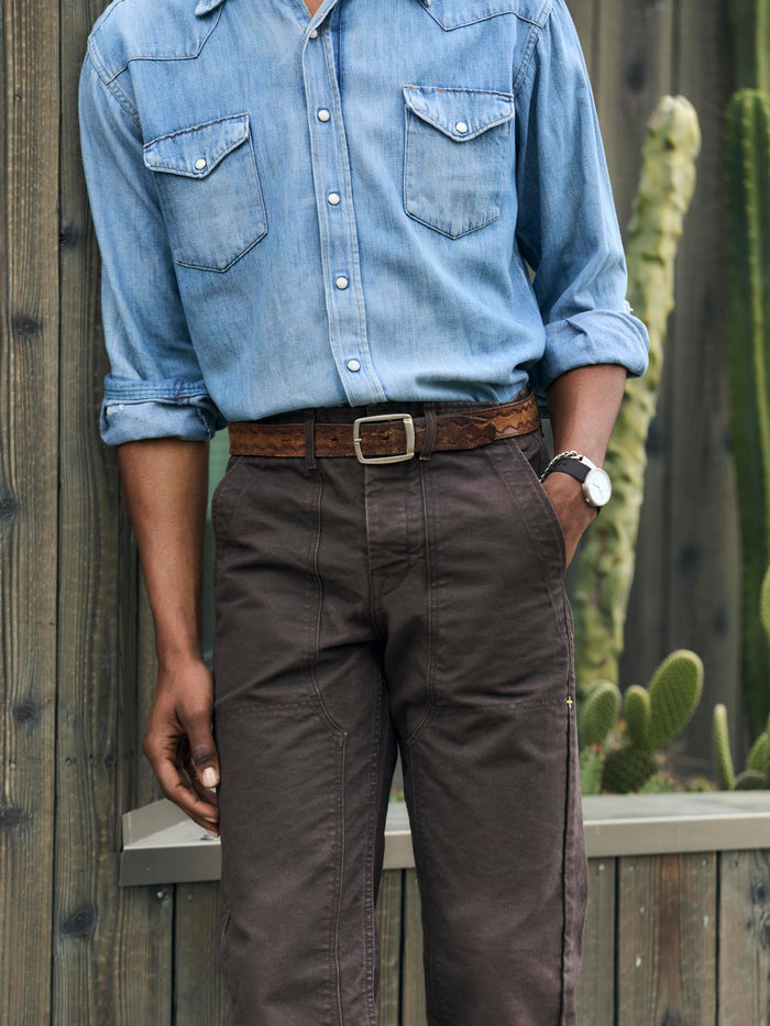 Dark Slate Gray hencye washed canvas workpant in carob