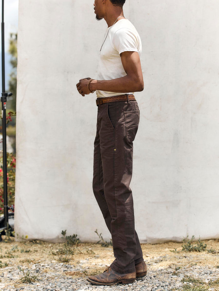 Light Gray hencye washed canvas workpant in carob