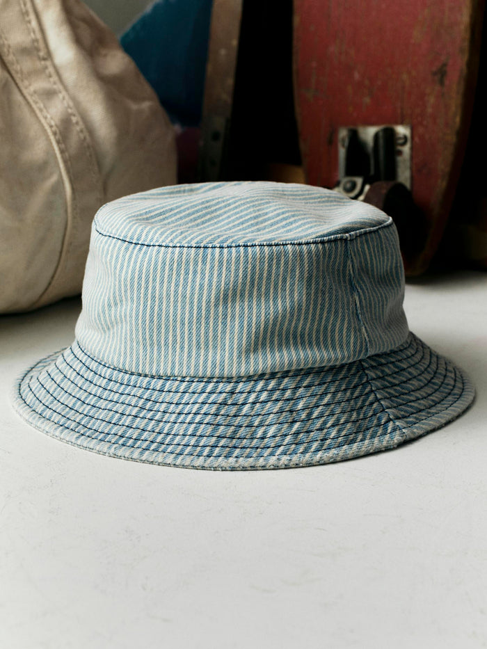 Light Gray hickory stripe bucket hat