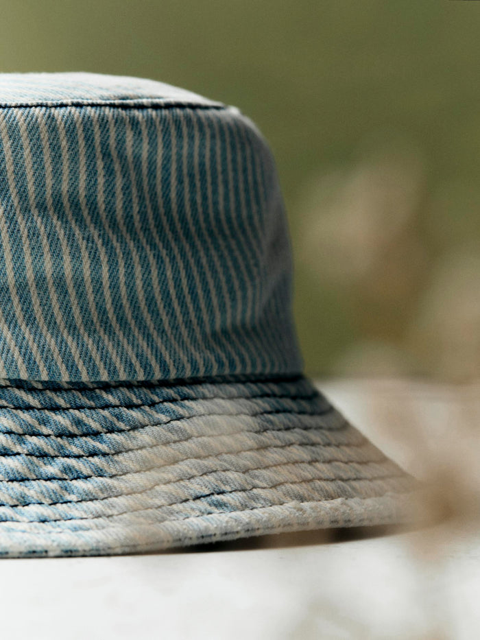 Dark Olive Green hickory stripe bucket hat