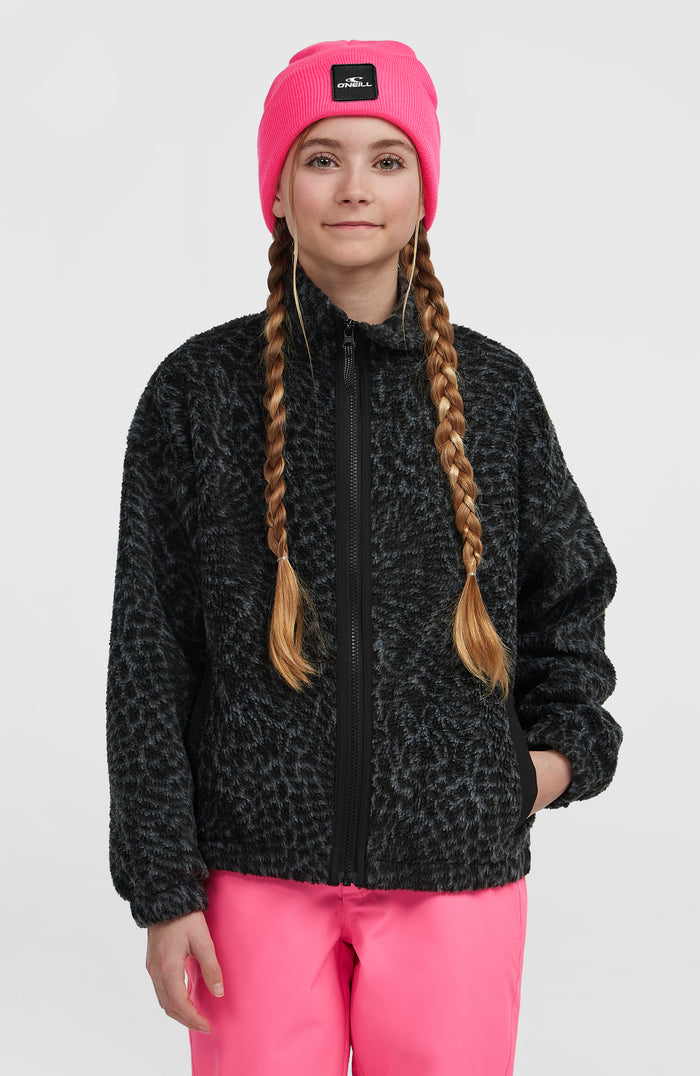 High-Pile Full-Zip Fleece | Black Animalica