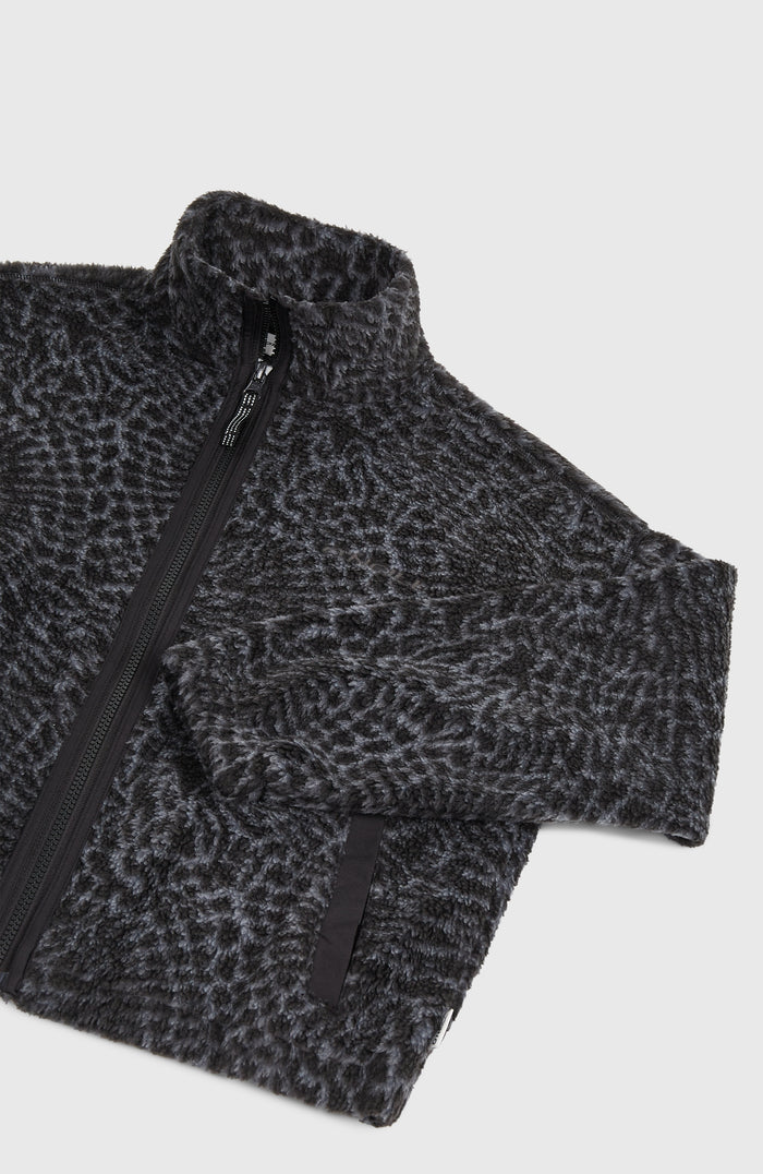 High-Pile Full-Zip Fleece | Black Animalica