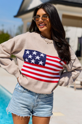 Home Of The Free Taupe Textured Flag Sweater SALE