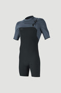 Hyperfreak 2mm Chest Zip Shortsleeve Spring Wetsuit | GUN METAL/CADET BLUE