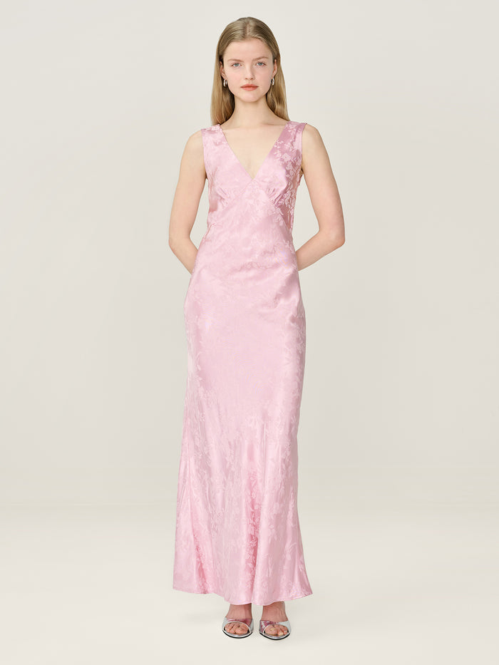 Iris Jacquard Dress in Bleached Mauve