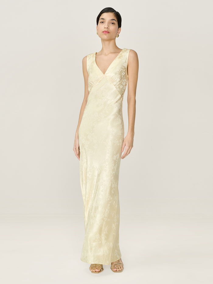 Iris Jacquard Dress in Double Cream