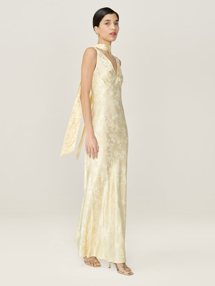 Iris Jacquard Dress in Double Cream
