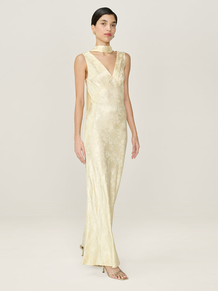 Iris Jacquard Dress in Double Cream