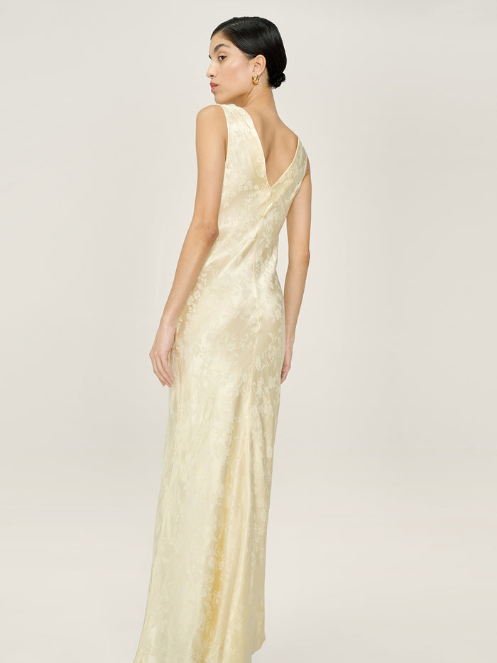 Iris Jacquard Dress in Double Cream