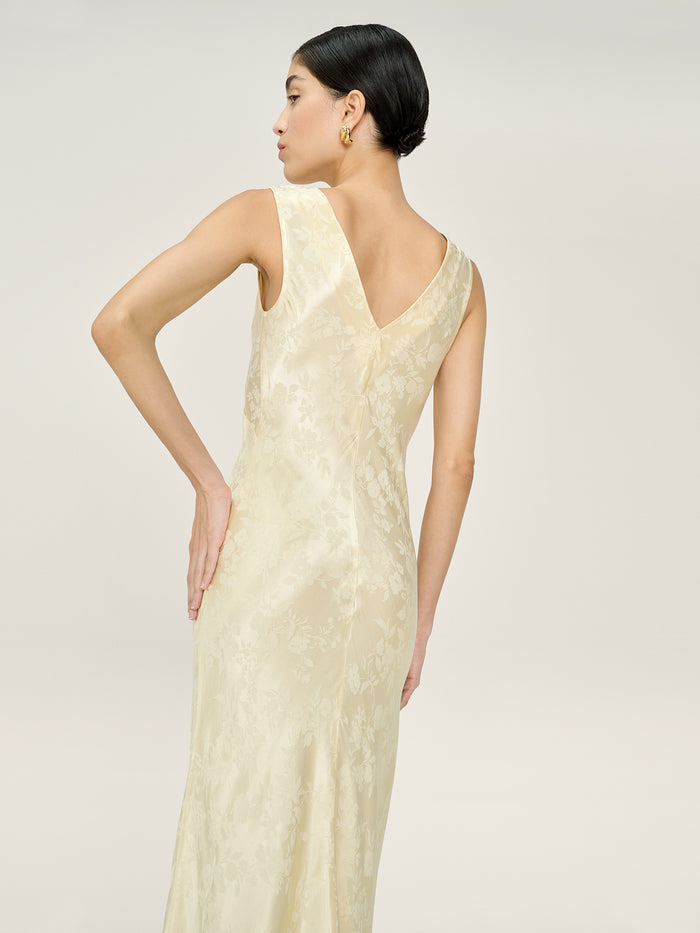 Iris Jacquard Dress in Double Cream