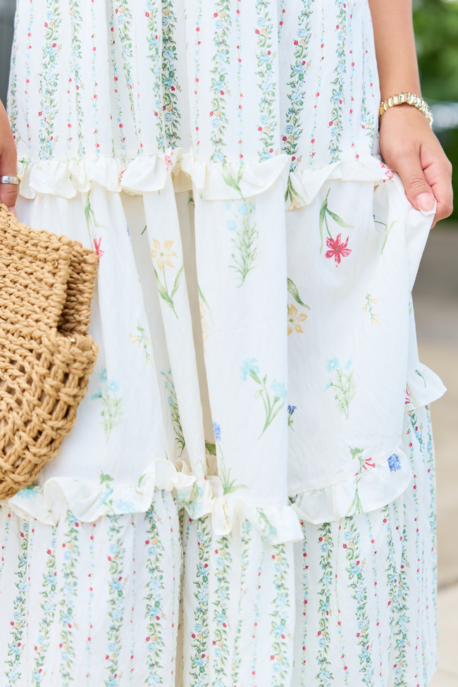 Ivory Floral Multi Midi Dress