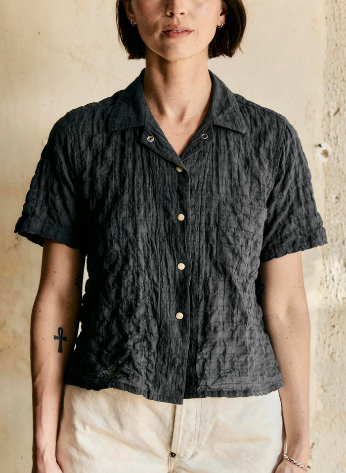 Gray i+w x richter goods dobby woven pearl snap
