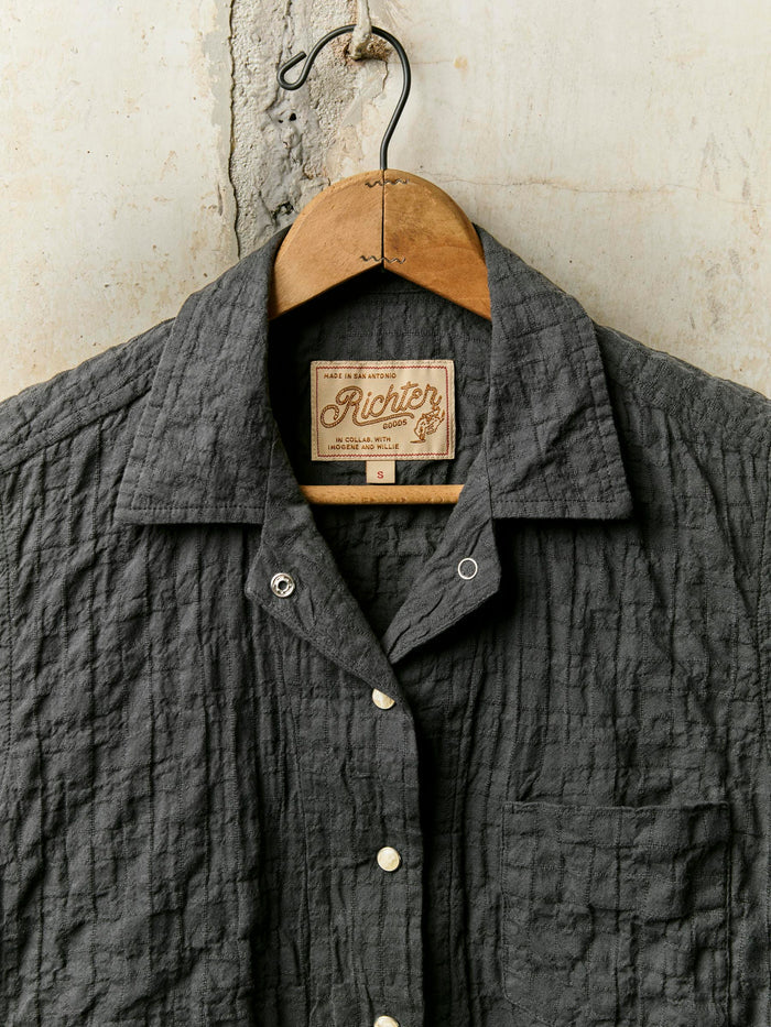 Dark Slate Gray i+w x richter goods dobby woven pearl snap