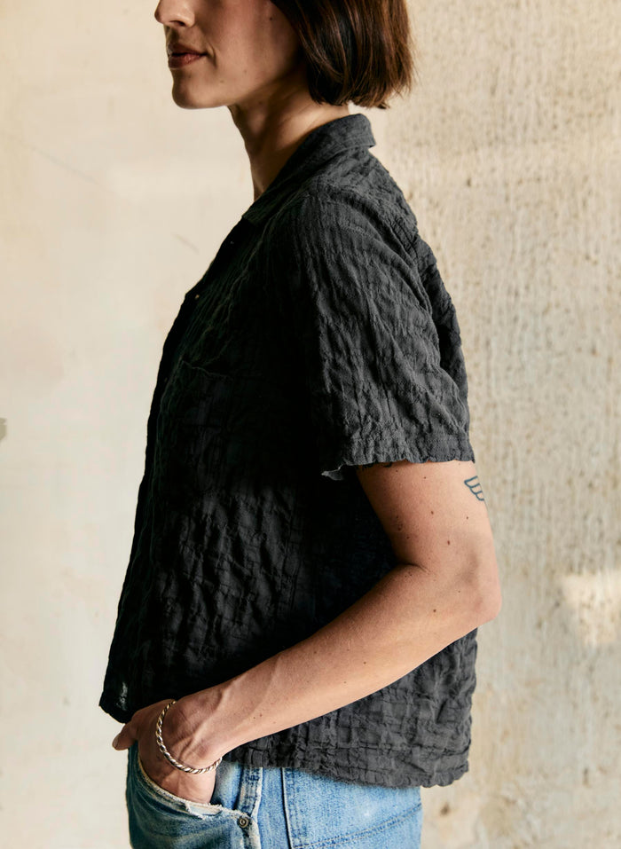 Black i+w x richter goods dobby woven pearl snap