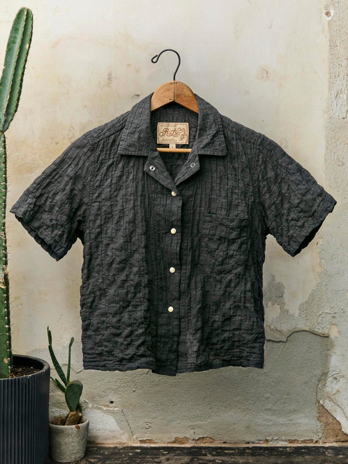 Dark Slate Gray i+w x richter goods dobby woven pearl snap