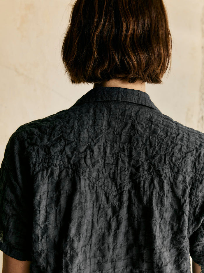 Black i+w x richter goods dobby woven pearl snap