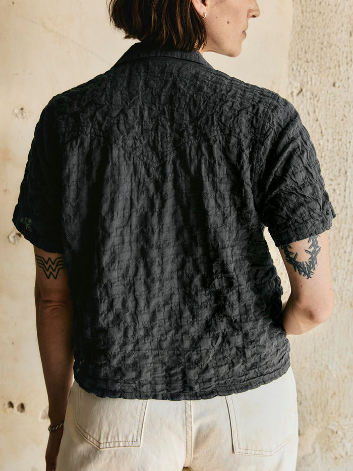 Black i+w x richter goods dobby woven pearl snap