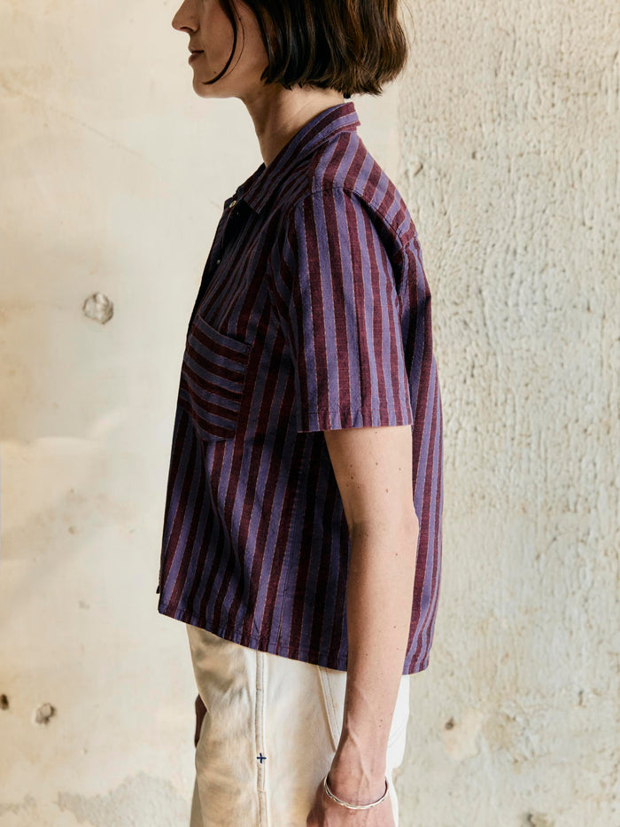 Gray i+w x richter goods itajime stripe pearl snap