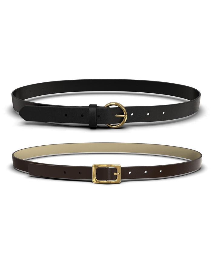 JILANE (2-Pack) BÆLTER - BLACK/HOT FUDGE - Dinvintageshop
