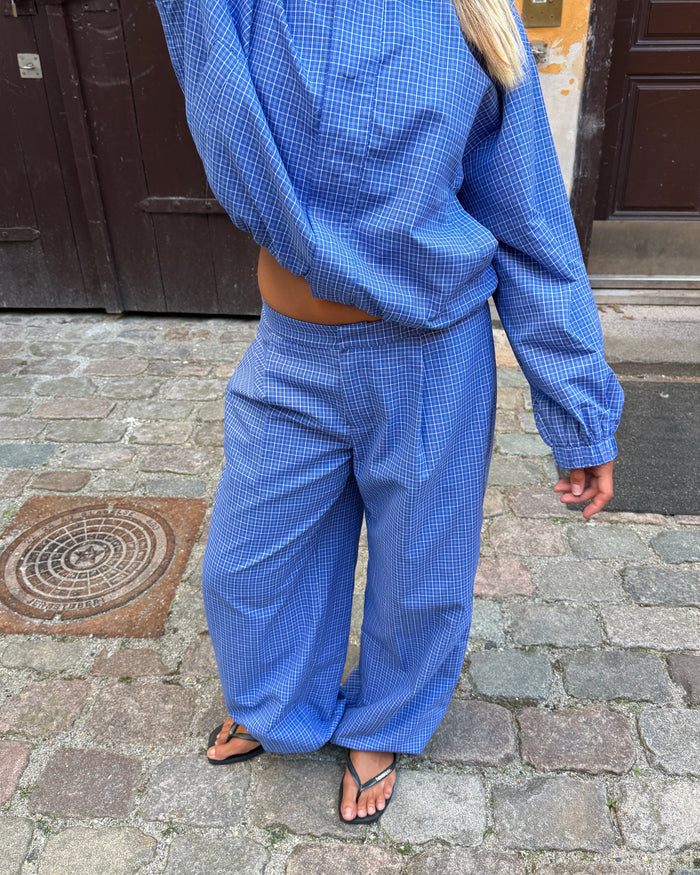 JULIA BALLOON PANTS - BLUE CHECK