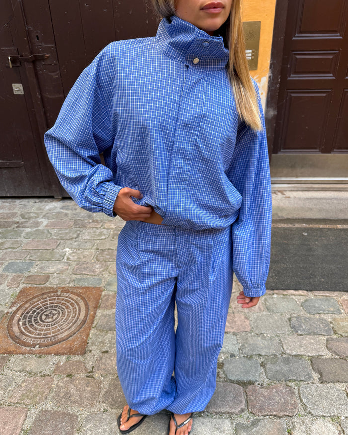 JULIA BALLOON PANTS - BLUE CHECK