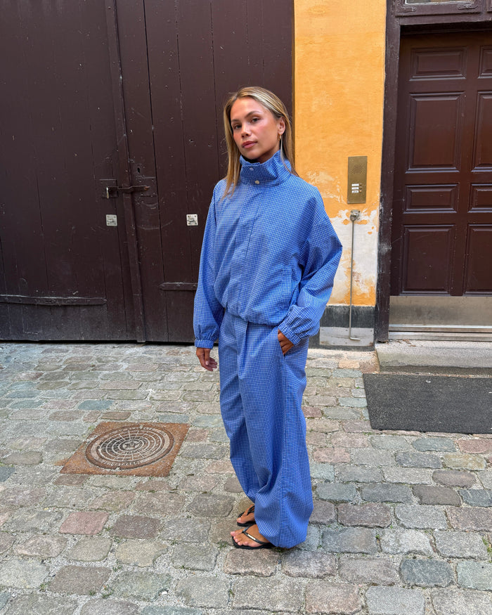 JULIA BALLOON PANTS - BLUE CHECK