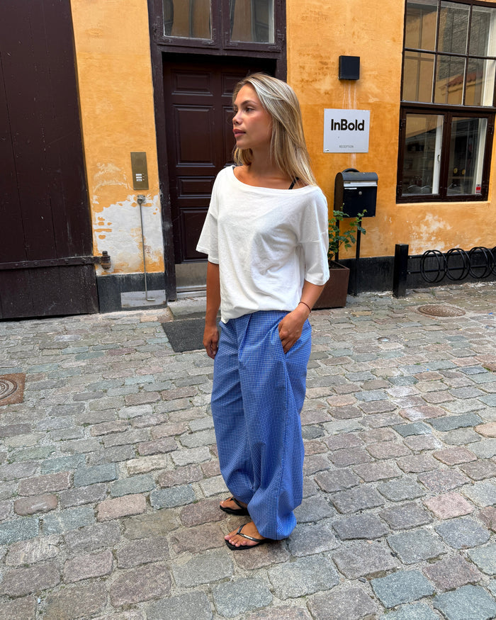 JULIA BALLOON PANTS - BLUE CHECK