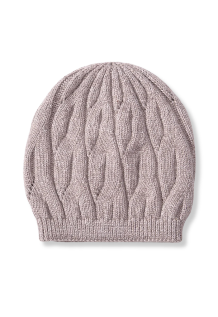 Khaki Wool Cable Knit Hat