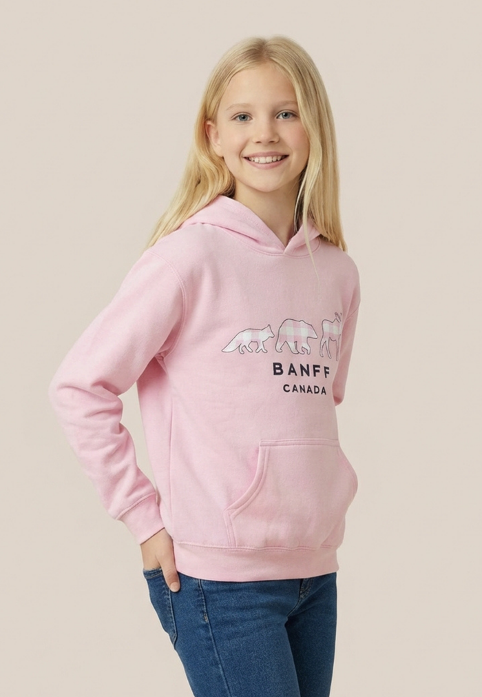 Kids Pink 3 Animals with Banff Hoodie