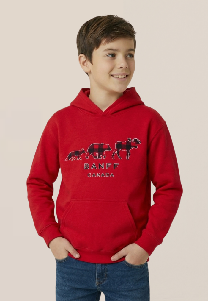 Kids Red 3 Animals with Banff Hoodie