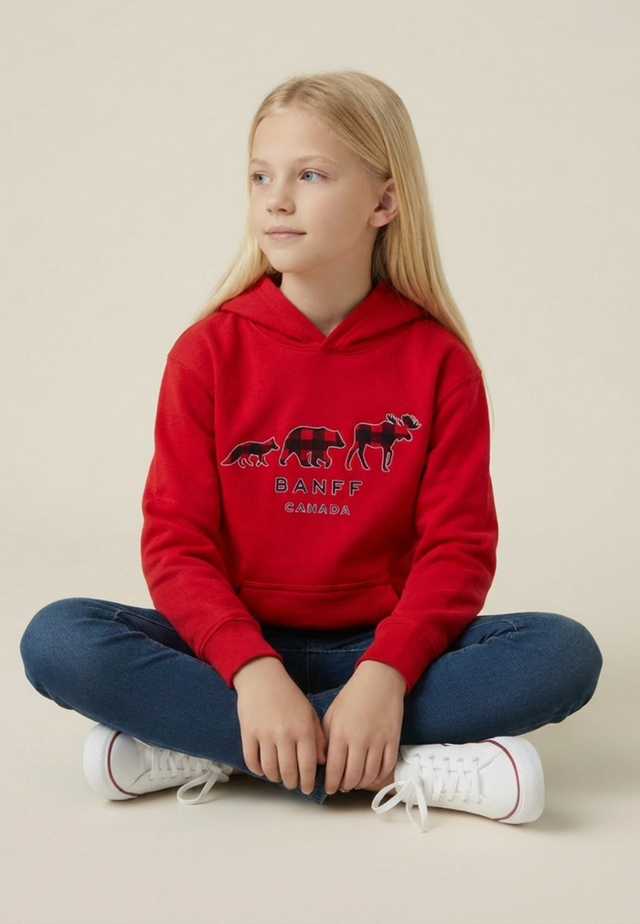 Kids Red 3 Animals with Banff Hoodie