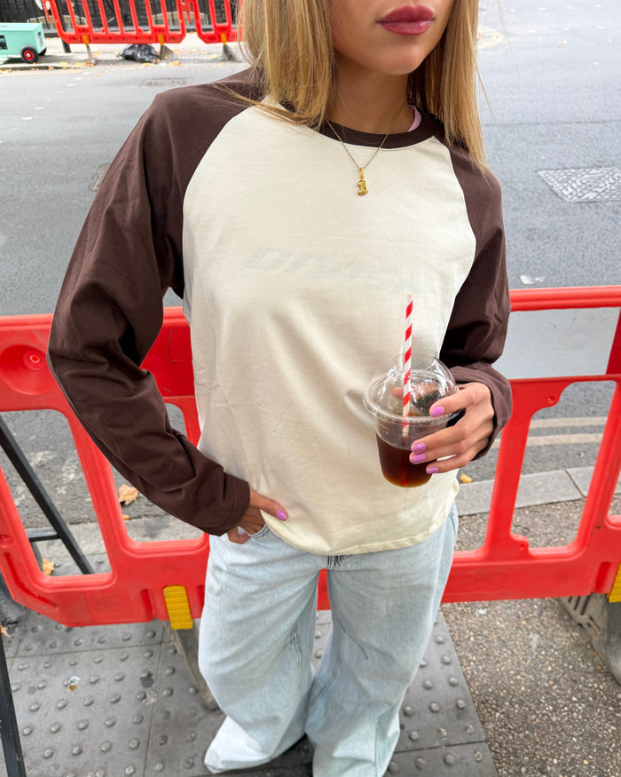 KLARA TEE - OFFWHITE/BROWN - Dinvintageshop