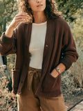 Dark Slate Gray knit waffle cardigan in brown