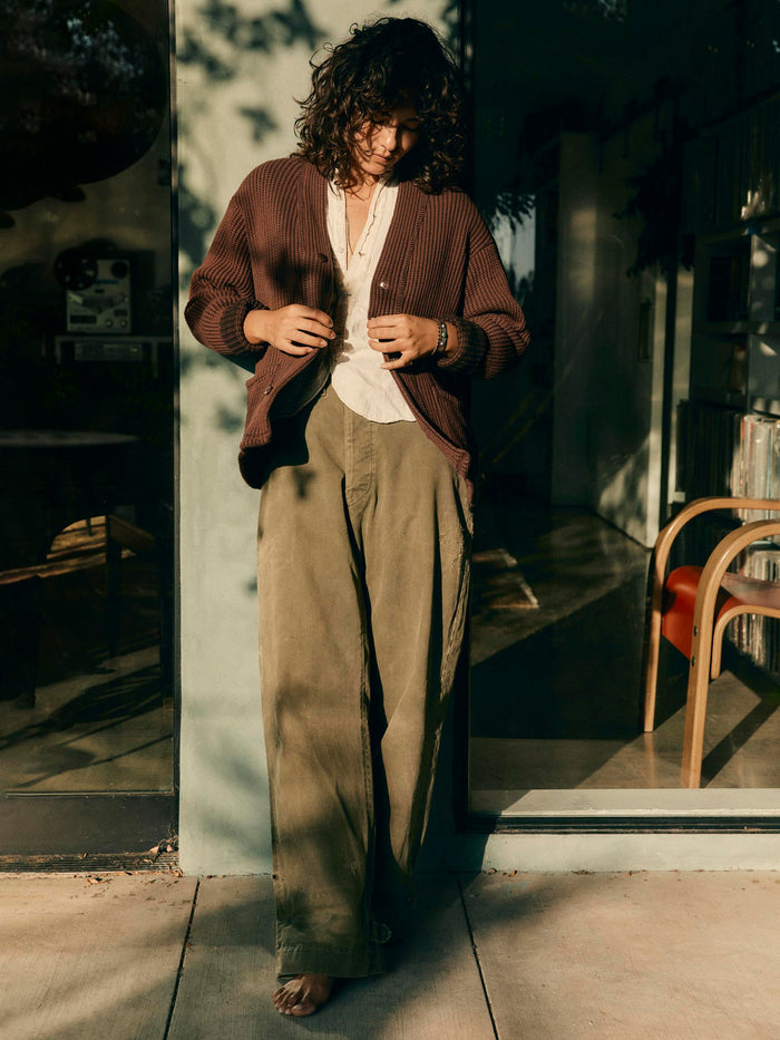 Rosy Brown knit waffle cardigan in brown