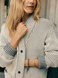 Dark Gray knit waffle cardigan in natural