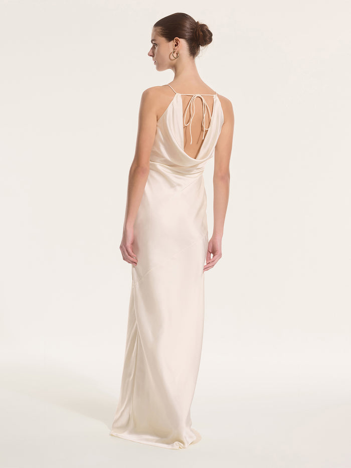 Koko Satin Dress in Ivory