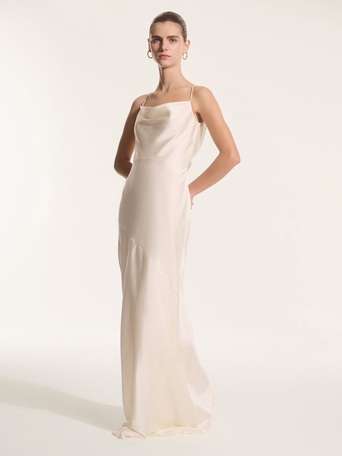 Koko Satin Dress in Ivory