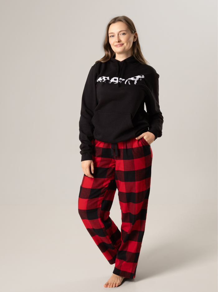 Ladies Flannel Lounge Pants in Red and Black Buffalo Check