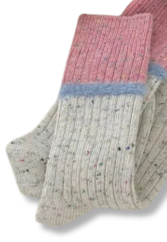 Ladies Horizontal Stripes Confetti Socks - Pink and Blue