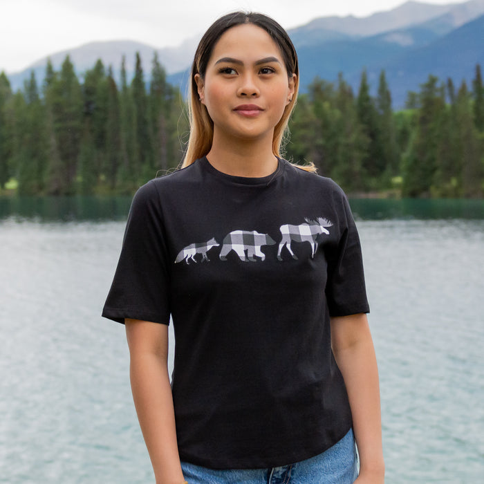 Ladies Petite Fit Black Buffalo 3 Animal T-Shirt