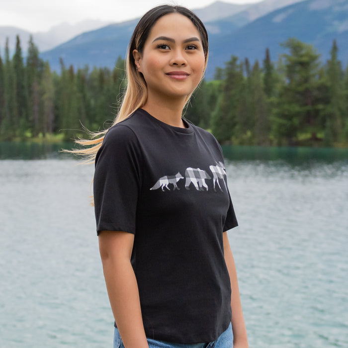 Ladies Petite Fit Black Buffalo 3 Animal T-Shirt